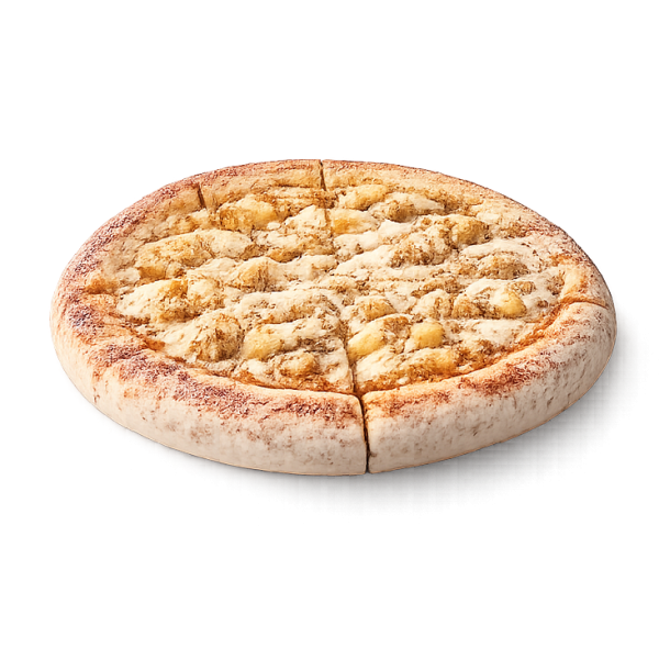 Pizza Vervinoise à Vervins - Crème fraîche, poulet, pommes de terre et chicken curry sur pâte fraîche artisanale