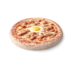 Pizza Texas à Vervins - Crème fraîche, merguez, bacon et œufs sur pâte fraîche artisanale