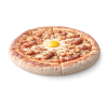 Pizza Texas à Vervins - Crème fraîche, merguez, bacon et œufs sur pâte fraîche artisanale