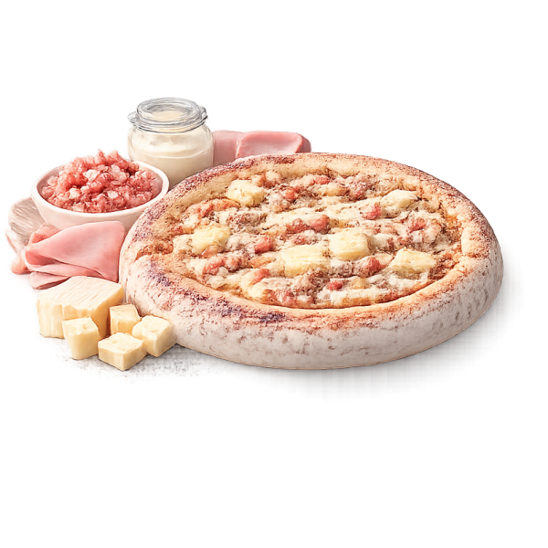 Pizza La Ch'ti à Vervins - Crème fraîche, jambon, lardons et Maroilles sur pâte fraîche artisanale