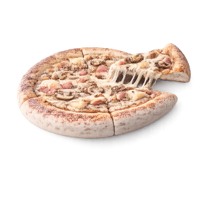 Pizza Truffe à Vervins - Crème truffe, jambon et champignons sur pâte fraîche artisanale